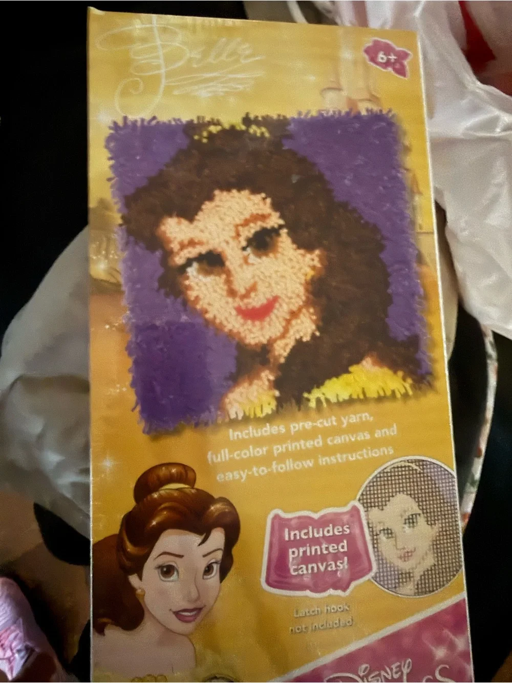 Dimensions Disney Princess Belle Latch Hook Craft Kit – 12” x 12” Canvas – Vinta